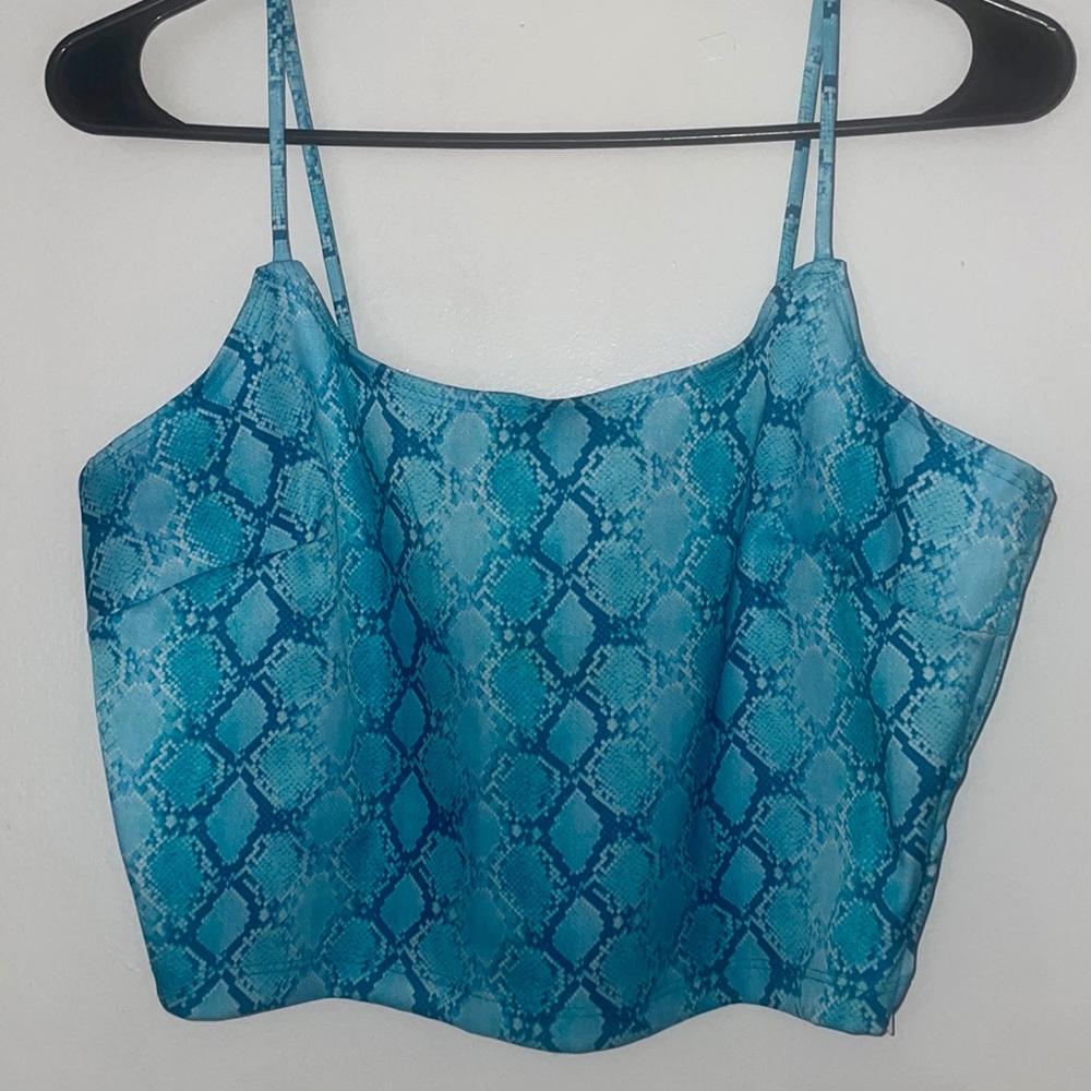 Light Blue Polyester Crop Top